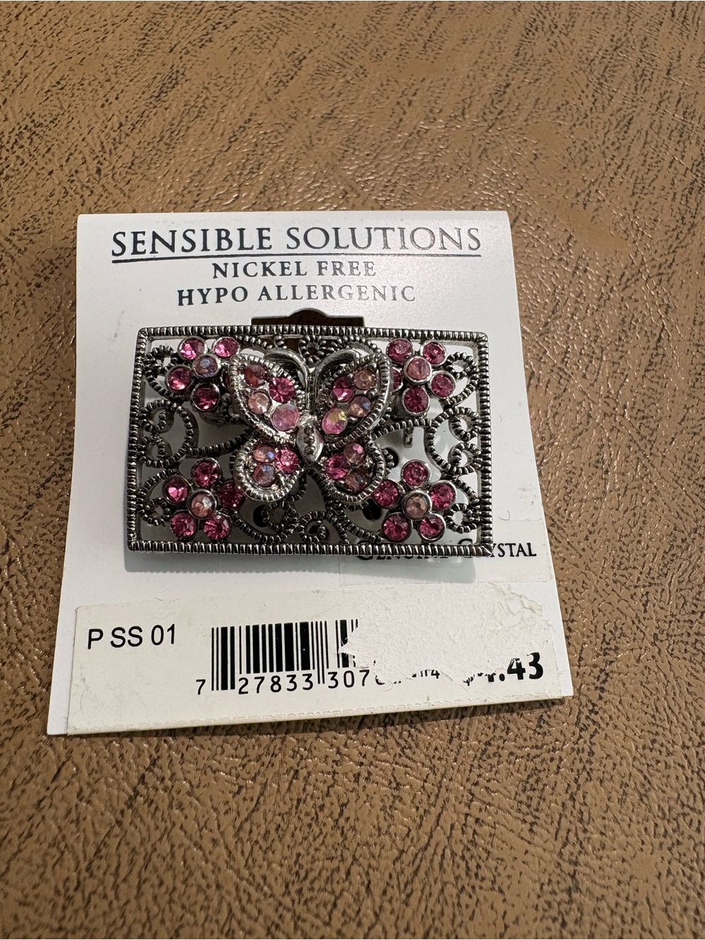 Pink Crystal Butterfly Brooch